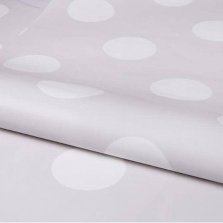 Szara tapeta w białe grochy