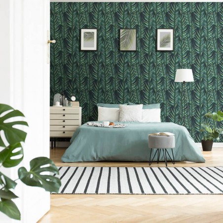 Tapeta ścienna tropikalna ściana w sypialni za łóżkiem