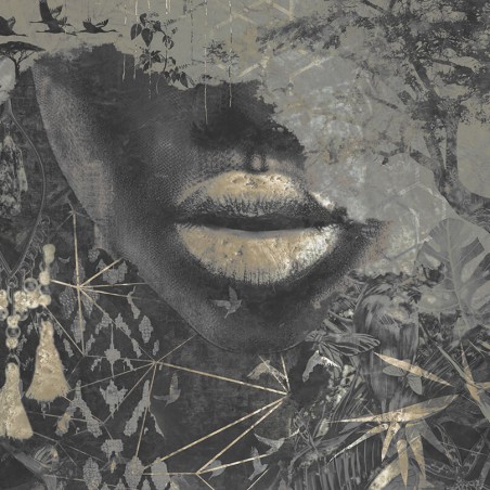 Szara Fototapeta w liście 