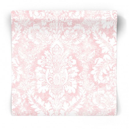 Różowa tapeta w przecierany ornament