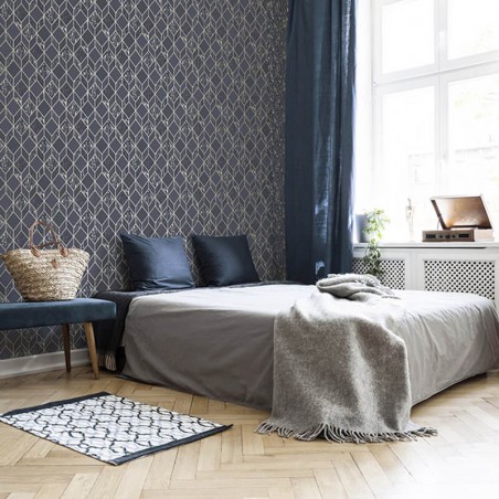 Tapeta błyszcząca granatowa