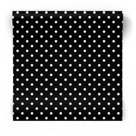 Tapeta dekoracyjna czarna w białe kropki