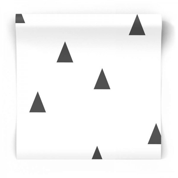 Skandynawska tapeta geometryczna czarno biała w trójkąty