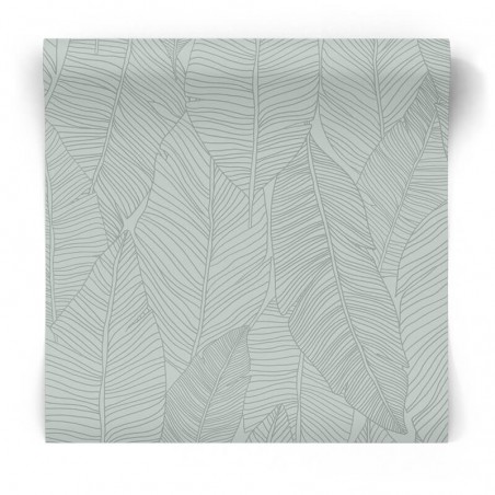 Seledynowa tapeta w liście 347711