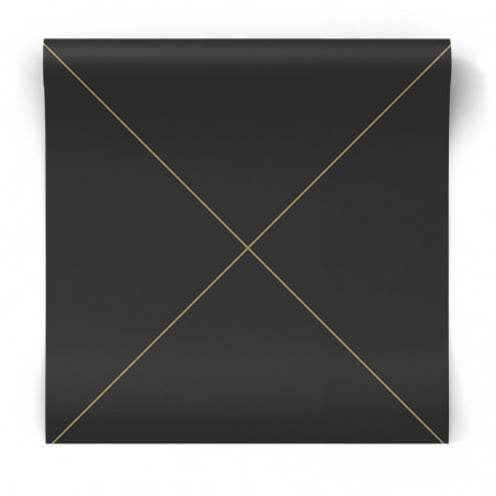 Czarna tapeta w złote linie 347719