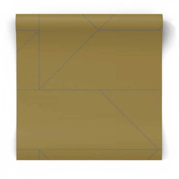 Musztardowa tapeta geometryczna 347723