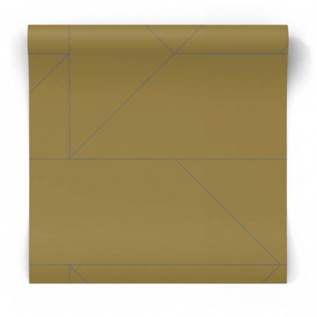 Musztardowa tapeta geometryczna 347723