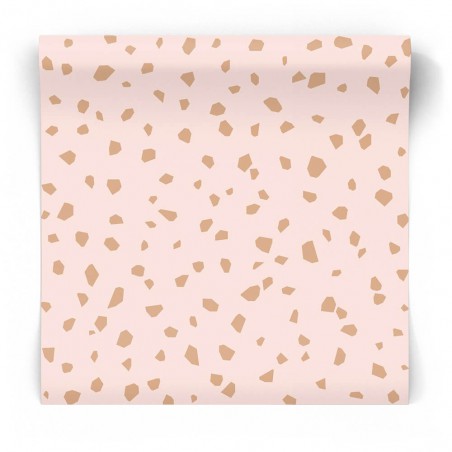 Różowa tapeta w złote plamki