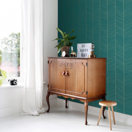 Zielona tapeta w przedpokoju inspiracje 