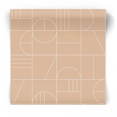 Beżowa tapeta geometryczna art deco