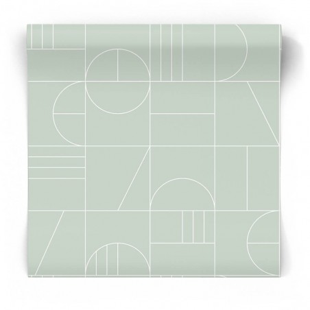 Geometryczna tapeta miętowa art deco