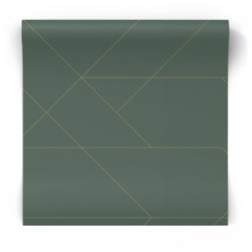 Zielona tapeta w złote linie
