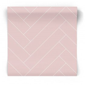 Różowo biała tapeta geometryczna