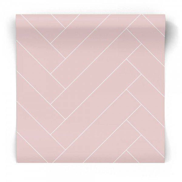 Różowo biała tapeta geometryczna