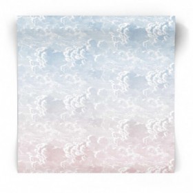 Tapeta Nuvole al Tramonto - Fornasetti - Cole & Son Niebiesko-różowa tapeta z delikatnym wzorem