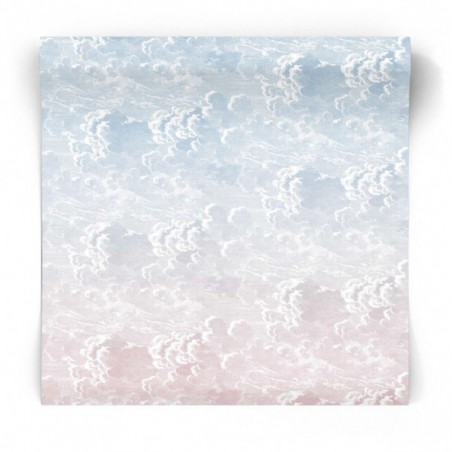 Tapeta Nuvole al Tramonto - Fornasetti - Cole & Son Niebiesko-różowa tapeta z delikatnym wzorem