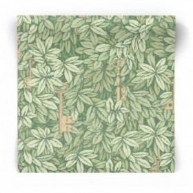 Tapeta Chiavi Segrete - Fornasetti - Cole & Son Zielona tapeta z modnym roślinnym wzorem