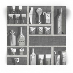 Tapeta Cocktails - Fornasetti - Cole & Son kieliszki oraz butelki na ścianie