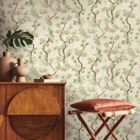 beżowa tapeta w drobne kwiaty 36220 2