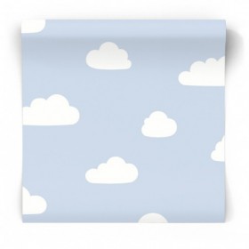 Prosta niebieska tapeta dziecięca chmurki A61831 Ugepa