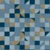 Niebieska tapeta mozaika ze złotymi akcentami