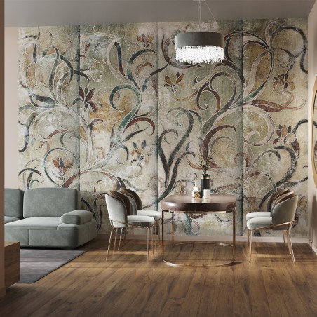 Fototapeta z florystycznym dekorem w salonie