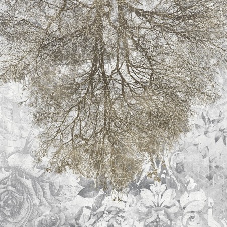 Biała fototapeta z wzorem drzewa MU12031