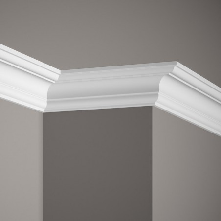 Zdobiona biała listwa przysufitowa Mardom Decor 5,7 cm