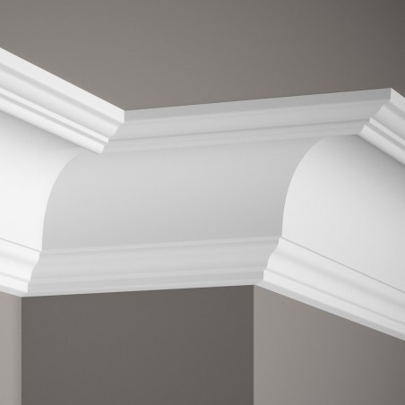 Wysoka listwa sufitowa biała Mardom Decor 14,5 cm