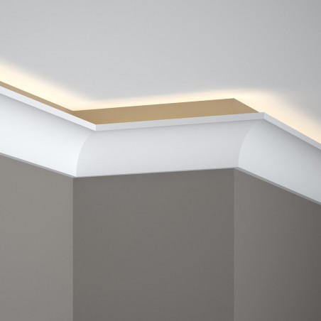 Gładka biała listwa przysufitowa LED Mardom Decor 5 cm