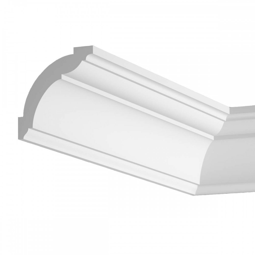 Biała zdobiona listwa sufitowa oświetleniowa LED - Mardom Decor MD367 - 7,5 cm