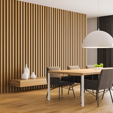 Lamele akustyczne na płycie HDF do jadalni dąb naturalny