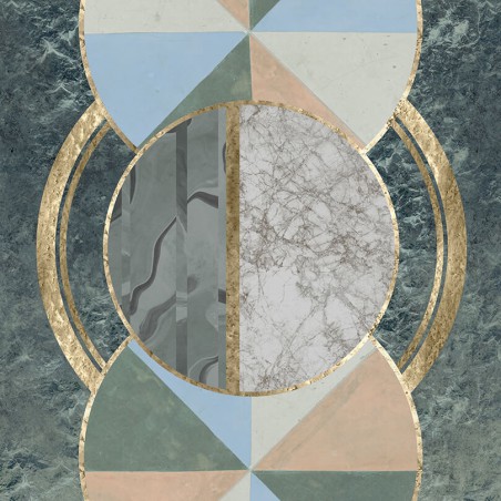 Zielona fototapeta z motywem marmuru, złote wykończenie MU14060