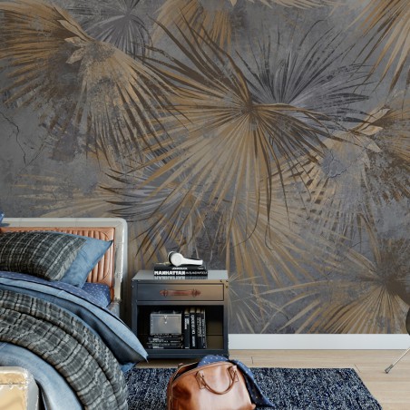 fototapeta szara w liście