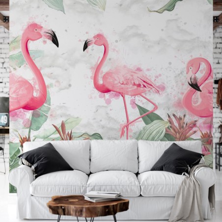 Fototapeta różowe flamingi do łazienki