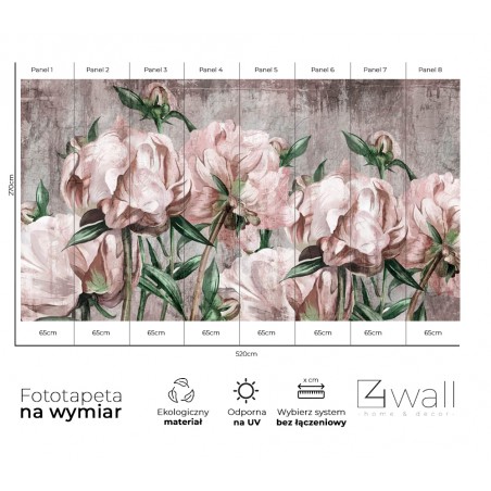 Fototapeta w duże malowane kwiaty pudrowy róż