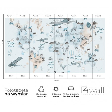 Fototapeta mapa świata dla chłopca do pokoju