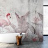 Różowa fototapeta flamingi do łazienki