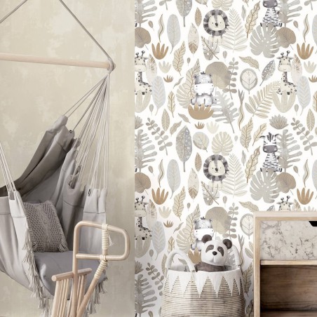 tapeta pokojowa dla dziecka dzikie zwierzęta