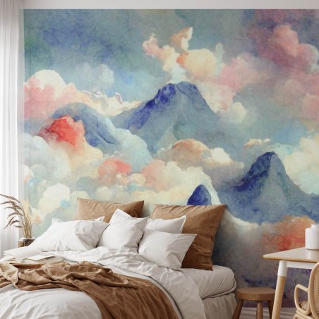 Wzorzysta fototapeta z widokiem gór