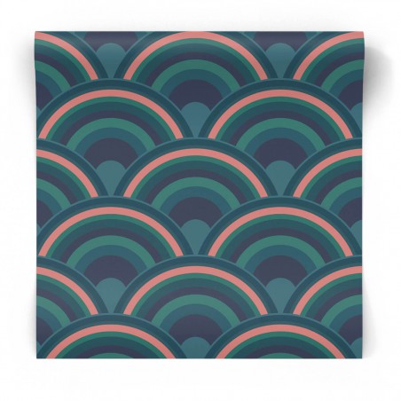 granatowa tapeta art deco do salonu