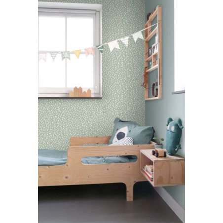 zielona dziecięca tapeta w kropki 139256