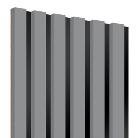 Dekoracyjne lamele na czarnym panelu HDF Szary