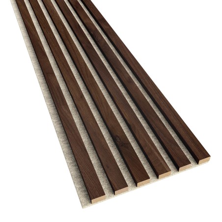 Lamele ścienne akustyczne orzech na beżowym filcu