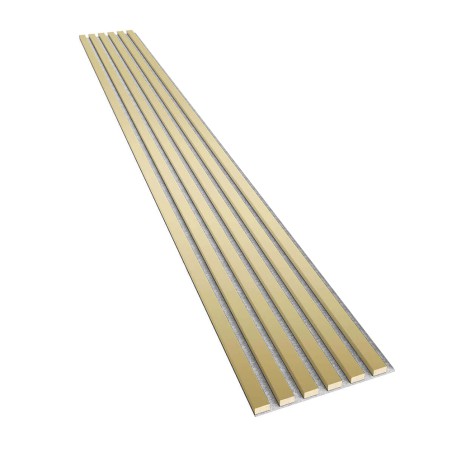 Panel akustyczny złote lamele na szarym filcu