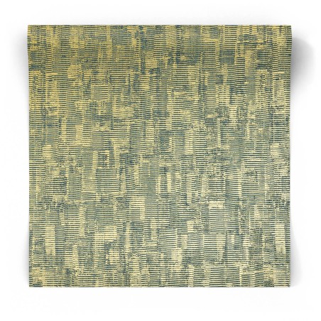 Turkusowa tapeta ze złotem do salonu