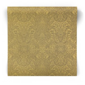 Brązowa tapeta ze złotem do salonu