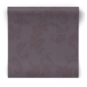 Fioletowa tapeta w liście do salonu