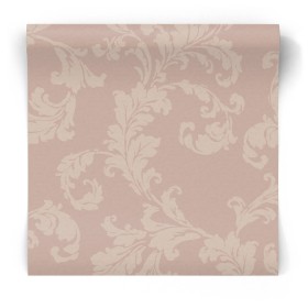 Różowa tapeta w liście do sypialni
