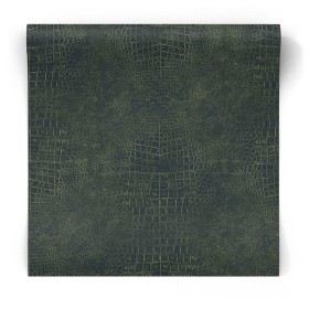 Granatowo zielona tapeta w skórę G67505